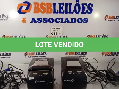 LOTE 063 - 02 IMPRESSORAS DE CUPOM FISCAL MP- 4000 TH FI MARCA BEMATECH. (NO ESTADO, LEILÃO NÃO TEM GARANTIA E NEM DEVOLUÇÃO, SUJEITO A POSSÍVEIS AVARIAS VISÍVEIS/OCULTAS E/OU AUSÊNCIA DE COMPONENTES).