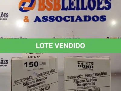 LOTE 150 - 02 CAIXAS COM SILICONE ACÉTICO TRANSPARENTE COM 24 BISNAGAS CADA. (NO ESTADO, LEILÃO NÃO TEM GARANTIA E NEM DEVOLUÇÃO, SUJEITO A POSSÍVEIS AVARIAS VISÍVEIS/OCULTAS E/OU AUSÊNCIA DE COMPONENTES).