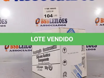 LOTE 104 - 01 CAIXA COM SILICONE ACÉTICO TRANSPARENTE 24 BISNAGAS. (NO ESTADO, LEILÃO NÃO TEM GARANTIA E NEM DEVOLUÇÃO, SUJEITO A POSSÍVEIS AVARIAS VISÍVEIS/OCULTAS E/OU AUSÊNCIA DE COMPONENTES).