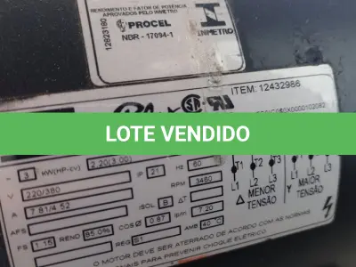 LOTE 122 - 01 BOMBA D’AGUA PARA PISCINA COM FILTRO E MOTOR WEG 220/380 3CV. (NO ESTADO, LEILÃO NÃO TEM GARANTIA E NEM DEVOLUÇÃO, SUJEITO A POSSÍVEIS AVARIAS VISÍVEIS/OCULTAS E/OU AUSÊNCIA DE COMPONENTES).