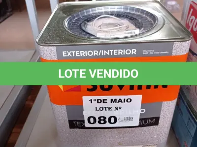 LOTE 080 - 01 LATA DE TEXTURATTO EFEITO BRILHO SUVINIL BASE 24KG. (NO ESTADO, LEILÃO NÃO TEM GARANTIA E NEM DEVOLUÇÃO, SUJEITO A POSSÍVEIS AVARIAS VISÍVEIS/OCULTAS E/OU AUSÊNCIA DE COMPONENTES).