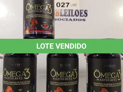 LOTE 027 - 04 FRASCOS DE ÔMEGA3 (BIOKLEIN) 60 CAPSULAS CADA. (NO ESTADO, LEILÃO NÃO TEM GARANTIA E NEM DEVOLUÇÃO, SUJEITO A POSSÍVEIS AVARIAS VISÍVEIS/OCULTAS E/OU AUSÊNCIA DE COMPONENTES).