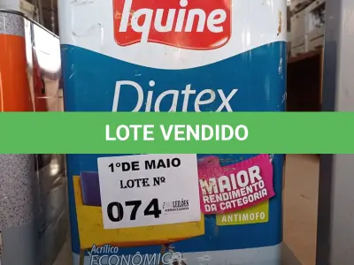LOTE 074 - 01 LATA DE TINTA IQUINE DIATEX PINTA MAIS NA COR HORTELÃ. (NO ESTADO, LEILÃO NÃO TEM GARANTIA E NEM DEVOLUÇÃO, SUJEITO A POSSÍVEIS AVARIAS VISÍVEIS/OCULTAS E/OU AUSÊNCIA DE COMPONENTES).