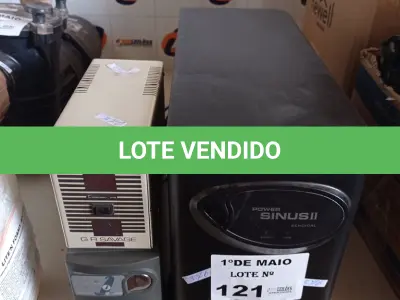 LOTE 121 - 01 NOBREAK MARCA SMS 3.200VA, 01 RAGTECH 600VA E 01 ESTABILIZADOR GR SAVAGE DE 1.000VA. (NO ESTADO, LEILÃO NÃO TEM GARANTIA E NEM DEVOLUÇÃO, SUJEITO A POSSÍVEIS AVARIAS VISÍVEIS/OCULTAS E/OU AUSÊNCIA DE COMPONENTES).