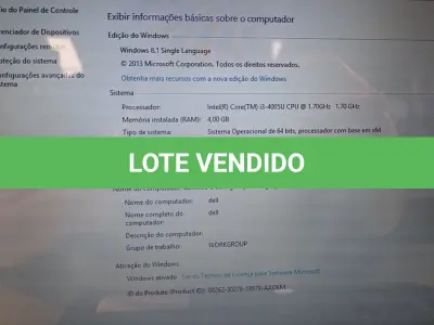 LOTE 067 - 01 NOTEBOOK HP MODELO 14-R051BR, PROCESSADOR INTEL COREI3 CPU 1.70GHZ, RAM INSTALADA 4,00GB, HD 500GB COM FONTE DELL 65W 19.5V 3.34MA. (NO ESTADO, LEILÃO NÃO TEM GARANTIA E NEM DEVOLUÇÃO, SUJEITO A POSSÍVEIS AVARIAS VISÍVEIS/OCULTAS E/OU AUSÊNCIA DE COMPONENTES).