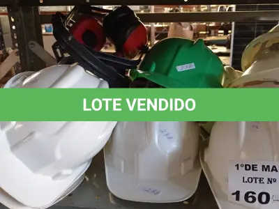 LOTE 160 - 01 LOTE COM CAPACETES DE SEGURANÇA NO TRABALHO E ABAFADORES DE OUVIDO MARCAS E MODELOS DIVERSOS. (NO ESTADO, LEILÃO NÃO TEM GARANTIA E NEM DEVOLUÇÃO, SUJEITO A POSSÍVEIS AVARIAS VISÍVEIS/OCULTAS E/OU AUSÊNCIA DE COMPONENTES).