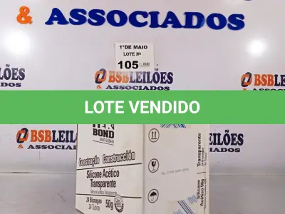 LOTE 105 - 01 CAIXA COM SILICONE ACÉTICO TRANSPARENTE 24 BISNAGAS. (NO ESTADO, LEILÃO NÃO TEM GARANTIA E NEM DEVOLUÇÃO, SUJEITO A POSSÍVEIS AVARIAS VISÍVEIS/OCULTAS E/OU AUSÊNCIA DE COMPONENTES).