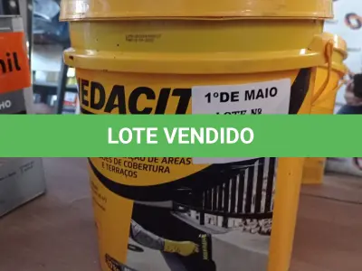 LOTE 253 - 01 BALDE DE MASSA ASFÁLTICA PARA IMPERMEABILIZAÇÃO DE ÁREAS FRIAS LAJES DE COBERTURA E TERRAÇOS 20KG. (NO ESTADO, LEILÃO NÃO TEM GARANTIA E NEM DEVOLUÇÃO, SUJEITO A POSSÍVEIS AVARIAS VISÍVEIS/OCULTAS E/OU AUSÊNCIA DE COMPONENTES).