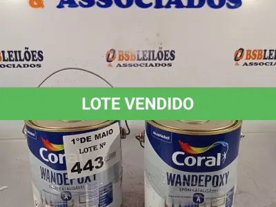 LOTE 443 - 02 GALÕES DE EPÓXI CANALIZÁVEL CORAL PARTE “A” 3,6L. (NO ESTADO, LEILÃO NÃO TEM GARANTIA E NEM DEVOLUÇÃO, SUJEITO A POSSÍVEIS AVARIAS VISÍVEIS/OCULTAS E/OU AUSÊNCIA DE COMPONENTES).