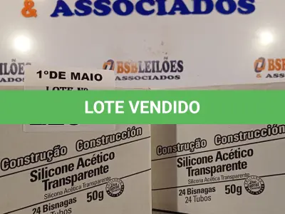 LOTE 220 - 02 CAIXAS COM SILICONE ACÉTICO TRANSPARENTE COM 24 BISNAGAS CADA. (NO ESTADO, LEILÃO NÃO TEM GARANTIA E NEM DEVOLUÇÃO, SUJEITO A POSSÍVEIS AVARIAS VISÍVEIS/OCULTAS E/OU AUSÊNCIA DE COMPONENTES).