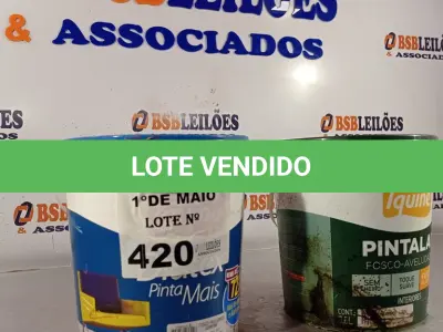 LOTE 420 - 02 BALDES DE TINTA IQUINE FOSCO AVELUDADO NAS CORES VERDE LIMÃO/GUARANÁ 3,6L. (NO ESTADO, LEILÃO NÃO TEM GARANTIA E NEM DEVOLUÇÃO, SUJEITO A POSSÍVEIS AVARIAS VISÍVEIS/OCULTAS E/OU AUSÊNCIA DE COMPONENTES).