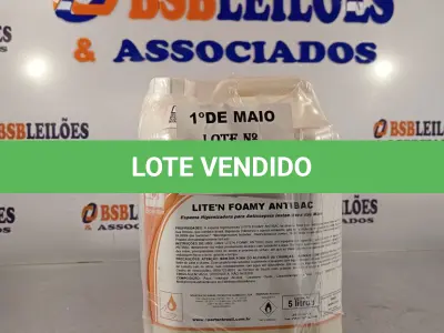 LOTE 289 - 02 GALÕES DE ESPUMA HIGIENIZADORA PARA ANTISSEPSIA INSTANTÂNEA DAS MÃOS 5L CADA. (NO ESTADO, LEILÃO NÃO TEM GARANTIA E NEM DEVOLUÇÃO, SUJEITO A POSSÍVEIS AVARIAS VISÍVEIS/OCULTAS E/OU AUSÊNCIA DE COMPONENTES).