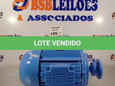 LOTE 185 - 01 MOTOR ELÉTRICO TRIFÁSICO. (NO ESTADO, LEILÃO NÃO TEM GARANTIA E NEM DEVOLUÇÃO, SUJEITO A POSSÍVEIS AVARIAS VISÍVEIS/OCULTAS E/OU AUSÊNCIA DE COMPONENTES).