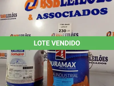 LOTE 230 - 02 GALÕES DE ESMALTE SINTÉTICO NAS CORES VERMELHO OXIDO/VERDE MARCAS DIVERSAS. (NO ESTADO, LEILÃO NÃO TEM GARANTIA E NEM DEVOLUÇÃO, SUJEITO A POSSÍVEIS AVARIAS VISÍVEIS/OCULTAS E/OU AUSÊNCIA DE COMPONENTES).