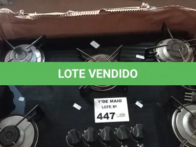 LOTE 447 - 01 FOGÃO COOKTOP 05 BOCAS A GÁS. (NO ESTADO, LEILÃO NÃO TEM GARANTIA E NEM DEVOLUÇÃO, SUJEITO A POSSÍVEIS AVARIAS VISÍVEIS/OCULTAS E/OU AUSÊNCIA DE COMPONENTES).