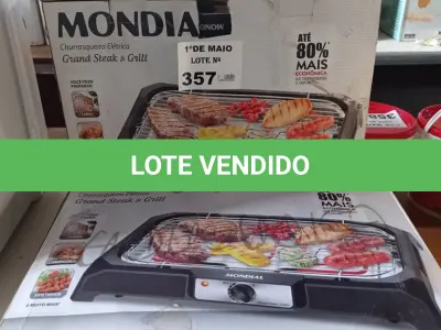 LOTE 357 - 02 CHURRASQUEIRAS ELÉTRICAS MARCAS MONDIAL 127V. (NO ESTADO, LEILÃO NÃO TEM GARANTIA E NEM DEVOLUÇÃO, SUJEITO A POSSÍVEIS AVARIAS VISÍVEIS/OCULTAS E/OU AUSÊNCIA DE COMPONENTES).