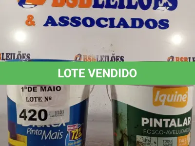 LOTE 420 - 02 BALDES DE TINTA IQUINE FOSCO AVELUDADO NAS CORES VERDE LIMÃO/GUARANÁ 3,6L. (NO ESTADO, LEILÃO NÃO TEM GARANTIA E NEM DEVOLUÇÃO, SUJEITO A POSSÍVEIS AVARIAS VISÍVEIS/OCULTAS E/OU AUSÊNCIA DE COMPONENTES).