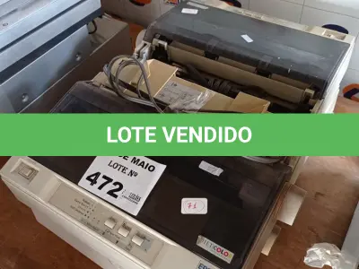 LOTE 472 - 02 IMPRESSORAS MATRICIAL MARCAS EPSON MODELOS DIVERSOS PARA RETIRADA DE PEÇAS. (NO ESTADO, LEILÃO NÃO TEM GARANTIA E NEM DEVOLUÇÃO, SUJEITO A POSSÍVEIS AVARIAS VISÍVEIS/OCULTAS E/OU AUSÊNCIA DE COMPONENTES).