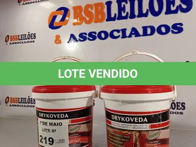 LOTE 219 - 02 BALDES DE DRYKOVEDA, ADITIVO IMPERMEABILIZANTE PARA CONCRETOS E ARGAMASSAS. (NO ESTADO, LEILÃO NÃO TEM GARANTIA E NEM DEVOLUÇÃO, SUJEITO A POSSÍVEIS AVARIAS VISÍVEIS/OCULTAS E/OU AUSÊNCIA DE COMPONENTES).