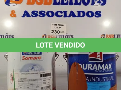 LOTE 230 - 02 GALÕES DE ESMALTE SINTÉTICO NAS CORES VERMELHO OXIDO/VERDE MARCAS DIVERSAS. (NO ESTADO, LEILÃO NÃO TEM GARANTIA E NEM DEVOLUÇÃO, SUJEITO A POSSÍVEIS AVARIAS VISÍVEIS/OCULTAS E/OU AUSÊNCIA DE COMPONENTES).