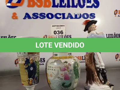 LOTE 036 - 01 COPO ,01 ESTATUETA E 01 JARRO EM CERÂMICA PARA DECORAÇÃO. (NO ESTADO, LEILÃO NÃO TEM GARANTIA E NEM DEVOLUÇÃO, SUJEITO A POSSÍVEIS AVARIAS VISÍVEIS/OCULTAS E/OU AUSÊNCIA DE COMPONENTES).