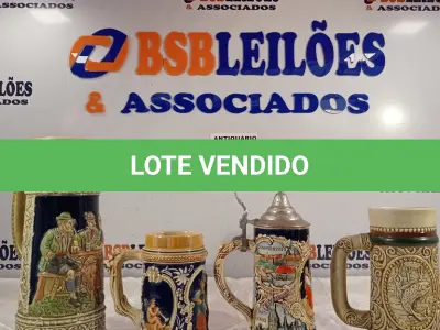 LOTE 004 - 01 TANKARD E 03 CANECAS DE ALEMÃ PARA CERVEJA. (NO ESTADO, LEILÃO NÃO TEM GARANTIA E NEM DEVOLUÇÃO, SUJEITO A POSSÍVEIS AVARIAS VISÍVEIS/OCULTAS E/OU AUSÊNCIA DE COMPONENTES).