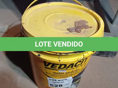 LOTE 528 - 01 BALDE DE MASSA ASFÁLTICA VEDACIT, PARA IMPERMEABILIZAÇÃO DE ÁREAS FRIAS, LAJES DE COBERTURA E TERRAÇOS. (NO ESTADO, LEILÃO NÃO TEM GARANTIA E NEM DEVOLUÇÃO, SUJEITO A POSSÍVEIS AVARIAS VISÍVEIS/OCULTAS E/OU AUSÊNCIA DE COMPONENTES).