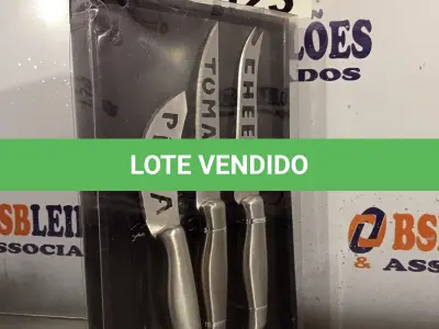 LOTE 023 - 01 JOGO DE FACAS PARA QUEIJOS. (NO ESTADO, LEILÃO NÃO TEM GARANTIA E NEM DEVOLUÇÃO, SUJEITO A POSSÍVEIS AVARIAS VISÍVEIS/OCULTAS E/OU AUSÊNCIA DE COMPONENTES).