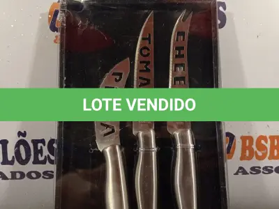 LOTE 023 - 01 JOGO DE FACAS PARA QUEIJOS. (NO ESTADO, LEILÃO NÃO TEM GARANTIA E NEM DEVOLUÇÃO, SUJEITO A POSSÍVEIS AVARIAS VISÍVEIS/OCULTAS E/OU AUSÊNCIA DE COMPONENTES).
