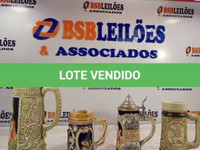 LOTE 004 - 01 TANKARD E 03 CANECAS DE ALEMÃ PARA CERVEJA. (NO ESTADO, LEILÃO NÃO TEM GARANTIA E NEM DEVOLUÇÃO, SUJEITO A POSSÍVEIS AVARIAS VISÍVEIS/OCULTAS E/OU AUSÊNCIA DE COMPONENTES).