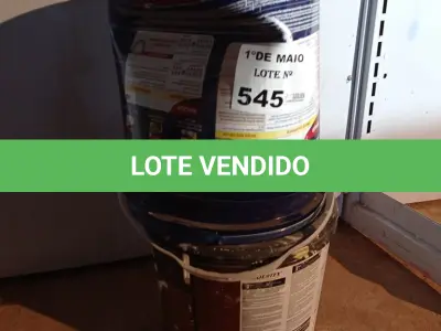 LOTE 545 - 01 BALDE DE MASSA CORRIDA GRAFITEX E 01 BALDE DE TINTA RENNER NA COR MELÃO ROSA FOSCO COM AVARIAS. (NO ESTADO, LEILÃO NÃO TEM GARANTIA E NEM DEVOLUÇÃO, SUJEITO A POSSÍVEIS AVARIAS VISÍVEIS/OCULTAS E/OU AUSÊNCIA DE COMPONENTES).
