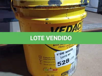 LOTE 528 - 01 BALDE DE MASSA ASFÁLTICA VEDACIT, PARA IMPERMEABILIZAÇÃO DE ÁREAS FRIAS, LAJES DE COBERTURA E TERRAÇOS. (NO ESTADO, LEILÃO NÃO TEM GARANTIA E NEM DEVOLUÇÃO, SUJEITO A POSSÍVEIS AVARIAS VISÍVEIS/OCULTAS E/OU AUSÊNCIA DE COMPONENTES).