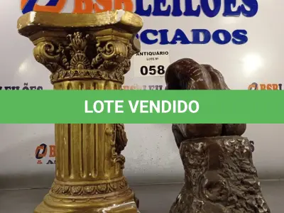 LOTE 058 - 01 ESTÁTUA DO PENSADOR E 01 COLUNA DE ANJO. (NO ESTADO, LEILÃO NÃO TEM GARANTIA E NEM DEVOLUÇÃO, SUJEITO A POSSÍVEIS AVARIAS VISÍVEIS/OCULTAS E/OU AUSÊNCIA DE COMPONENTES).