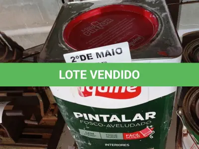LOTE 154 - 01 LATA DE TINTA IQUINE PINTALAR INTERIORES FOSCO AVELUDADO NA COR BRANCO GELO 18L. (NO ESTADO, LEILÃO NÃO TEM GARANTIA E NEM DEVOLUÇÃO, SUJEITO A POSSÍVEIS AVARIAS VISÍVEIS/OCULTAS E/OU AUSÊNCIA DE COMPONENTES).