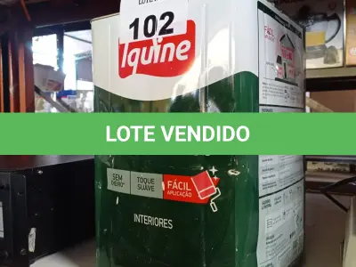 LOTE 102 - 01 LATA DE TINTA IQUINE PINTALAR INTERIORES FOSCO AVELUDADO NA COR BRANCO GELO 18L. (NO ESTADO, LEILÃO NÃO TEM GARANTIA E NEM DEVOLUÇÃO, SUJEITO A POSSÍVEIS AVARIAS VISÍVEIS/OCULTAS E/OU AUSÊNCIA DE COMPONENTES).