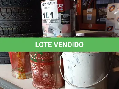 LOTE 161 - 03 GALÕES DE MASSA CORRIDA PVA 6,4KG E 03 GALÕES DE ESMALTE SINTÉTICO CORES DIVERSAS COM AVARIAS. (NO ESTADO, LEILÃO NÃO TEM GARANTIA E NEM DEVOLUÇÃO, SUJEITO A POSSÍVEIS AVARIAS VISÍVEIS/OCULTAS E/OU AUSÊNCIA DE COMPONENTES).