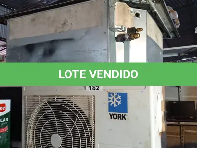LOTE 182 - 01 AR CONDICIONADO MARCA YORK 24.000BTU. (NO ESTADO, LEILÃO NÃO TEM GARANTIA E NEM DEVOLUÇÃO, SUJEITO A POSSÍVEIS AVARIAS VISÍVEIS/OCULTAS E/OU AUSÊNCIA DE COMPONENTES).