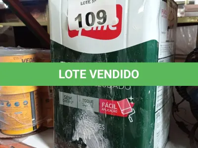 LOTE 109 - 01 LATA DE TINTA IQUINE PINTALAR INTERIORES FOSCO AVELUDADO NA COR BRANCO GELO 18L. (NO ESTADO, LEILÃO NÃO TEM GARANTIA E NEM DEVOLUÇÃO, SUJEITO A POSSÍVEIS AVARIAS VISÍVEIS/OCULTAS E/OU AUSÊNCIA DE COMPONENTES).