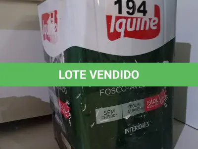 LOTE 194 - 01 LATA DE TINTA IQUINE PINTALAR INTERIORES FOSCO AVELUDADO NA COR BRANCO 18L. (NO ESTADO, LEILÃO NÃO TEM GARANTIA E NEM DEVOLUÇÃO, SUJEITO A POSSÍVEIS AVARIAS VISÍVEIS/OCULTAS E/OU AUSÊNCIA DE COMPONENTES).