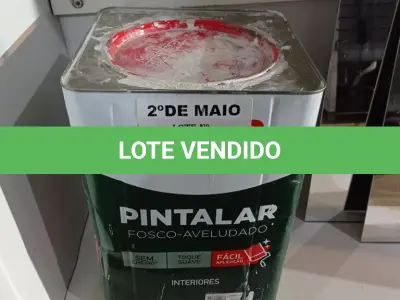 LOTE 190 - 01 LATA DE TINTA IQUINE PINTALAR INTERIORES FOSCO AVELUDADO NA COR BRANCO 18L. (NO ESTADO, LEILÃO NÃO TEM GARANTIA E NEM DEVOLUÇÃO, SUJEITO A POSSÍVEIS AVARIAS VISÍVEIS/OCULTAS E/OU AUSÊNCIA DE COMPONENTES).