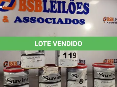 LOTE 119 - 06 LATAS DE COLORANTE SUVINIL 900ML SENDO: 05 NA COR VERDE OXIDO E 01 YR LARANJA. (NO ESTADO, LEILÃO NÃO TEM GARANTIA E NEM DEVOLUÇÃO, SUJEITO A POSSÍVEIS AVARIAS VISÍVEIS/OCULTAS E/OU AUSÊNCIA DE COMPONENTES).