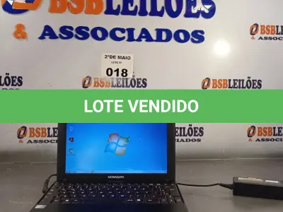 LOTE 018 - 01 NETBOOK MARCA NOVADATA, 2GB DE MEMÓRIA, HD 320GB E PROCESSADOR INTEL ATOM COM FONTE. (NO ESTADO, LEILÃO NÃO TEM GARANTIA E NEM DEVOLUÇÃO, SUJEITO A POSSÍVEIS AVARIAS VISÍVEIS/OCULTAS E/OU AUSÊNCIA DE COMPONENTES).