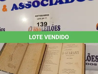 LOTE 139 - 02 LIVROS JOSÉ DE ALENCAR OBRA O GUARANI EM 02 VOLUMES EDIÇÃO 1915. (NO ESTADO, LEILÃO NÃO TEM GARANTIA E NEM DEVOLUÇÃO, SUJEITO A POSSÍVEIS AVARIAS VISÍVEIS/OCULTAS E/OU AUSÊNCIA DE COMPONENTES).