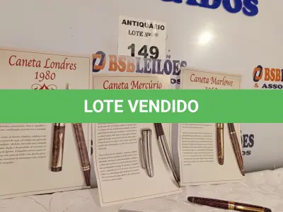 LOTE 149 - 03 CANETAS SENDO: 01 MARLOWE 1950, 01 MERCÚRIO 1980 E 01 LONDRES 1980. (NO ESTADO, LEILÃO NÃO TEM GARANTIA E NEM DEVOLUÇÃO, SUJEITO A POSSÍVEIS AVARIAS VISÍVEIS/OCULTAS E/OU AUSÊNCIA DE COMPONENTES).