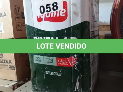 LOTE 058 - 01 LATA DE TINTA IQUINE PINTALAR INTERIORES FOSCO AVELUDADO NA COR BRANCO GELO 18L. (NO ESTADO, LEILÃO NÃO TEM GARANTIA E NEM DEVOLUÇÃO, SUJEITO A POSSÍVEIS AVARIAS VISÍVEIS/OCULTAS E/OU AUSÊNCIA DE COMPONENTES).