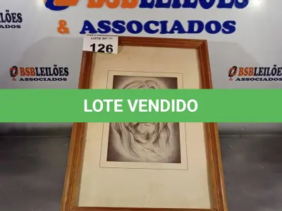 LOTE 126 - 01 QUADRO ARTE SACRA IMAGEM DE JESUS CRISTO EM PRETO E BRANCO. (NO ESTADO, LEILÃO NÃO TEM GARANTIA E NEM DEVOLUÇÃO, SUJEITO A POSSÍVEIS AVARIAS VISÍVEIS/OCULTAS E/OU AUSÊNCIA DE COMPONENTES).
