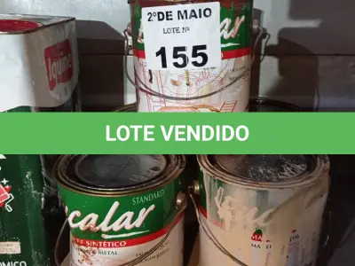 LOTE 155 - 05 LATAS DE ESMALTE SINTÉTICO CORES DIVERSAS COM AVARIAS. (NO ESTADO, LEILÃO NÃO TEM GARANTIA E NEM DEVOLUÇÃO, SUJEITO A POSSÍVEIS AVARIAS VISÍVEIS/OCULTAS E/OU AUSÊNCIA DE COMPONENTES).