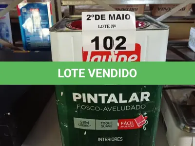 LOTE 102 - 01 LATA DE TINTA IQUINE PINTALAR INTERIORES FOSCO AVELUDADO NA COR BRANCO GELO 18L. (NO ESTADO, LEILÃO NÃO TEM GARANTIA E NEM DEVOLUÇÃO, SUJEITO A POSSÍVEIS AVARIAS VISÍVEIS/OCULTAS E/OU AUSÊNCIA DE COMPONENTES).