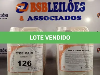 LOTE 126 - 20 LITROS DE ESPUMA HIGIENIZADORA PARA ANTISSEPSIA INSTANTÂNEA DAS MÃOS. (NO ESTADO, LEILÃO NÃO TEM GARANTIA E NEM DEVOLUÇÃO, SUJEITO A POSSÍVEIS AVARIAS VISÍVEIS/OCULTAS E/OU AUSÊNCIA DE COMPONENTES).