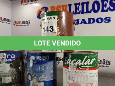 LOTE 143 - 02 GALÕES DE ESMALTE SINTÉTICO EUCALAR MADEIRA E METAIS NAS CORES BRILHANTE VERMELHO GOYA/BRILHANTE MARFIM, 01 TINTA PARA PISO FOSCO PRETO E 01 TINTA ACRÍLICA FOSCO STANDARD BRANCO NEVE TODOS 3,6L. (NO ESTADO, LEILÃO NÃO TEM GARANTIA E NEM DEVOLUÇÃO, SUJEITO A POSSÍVEIS AVARIAS VISÍVEIS/OCULTAS E/OU AUSÊNCIA DE COMPONENTES).